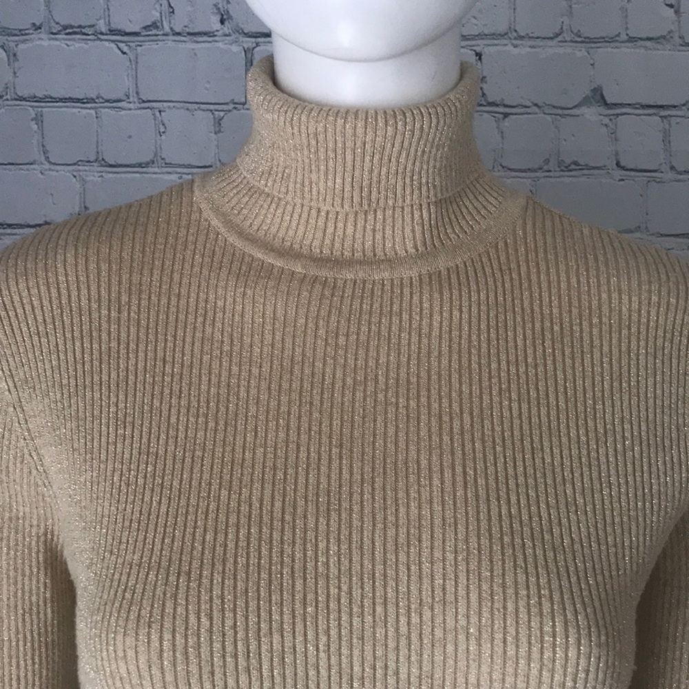 Gold Ribbed Turtleneck Sweater - barley worn
